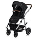 Carucior 3 in 1, Lionelo, Amber, Cadru aluminiu, Cu landou intarit si salteluta moale, Cu scoica auto testata ADAC, Reversibil, Cu accesorii, Geanta parinti, Pana la 22 kg, Negru silver