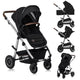 Carucior 3 in 1, Lionelo, Amber, Cadru aluminiu, Cu landou intarit si salteluta moale, Cu scoica auto testata ADAC, Reversibil, Cu accesorii, Geanta parinti, Pana la 22 kg, Negru silver