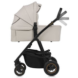 Carucior 3 in 1, Lionelo, Amber Plus, Cadru aluminiu, Cu landou intarit si salteluta moale, Cu scoica auto testata ADAC, Reversibil, Maner ajustabil, Cu accesorii, Cu ventilatie panoramica 3D, Pana la 22 kg, EN1888-1, EN1888-2, EN1466, ECE R129, Bej