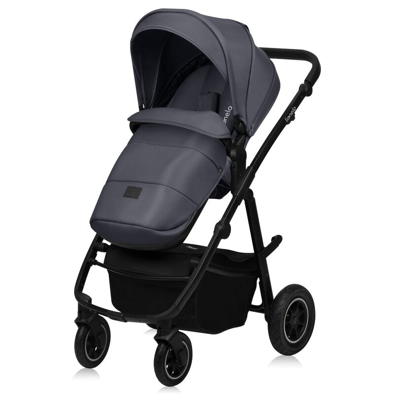 Carucior 3 in 1, Lionelo, Amber Plus, Cadru aluminiu, Cu landou intarit si salteluta moale, Cu scoica auto testata ADAC, Reversibil, Maner ajustabil, Cu accesorii, Cu ventilatie panoramica 3D, Pana la 22 kg, EN1888-1, EN1888-2, EN1466, ECE R129, Gri