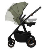 Carucior 3 in 1, Lionelo, Amber Plus, Cadru aluminiu, Cu landou intarit si salteluta moale, Cu scoica auto testata ADAC, Reversibil, Maner ajustabil, Cu accesorii, Cu ventilatie panoramica 3D, Pana la 22 kg, EN1888-1, EN1888-2, EN1466, ECE R129, Verde