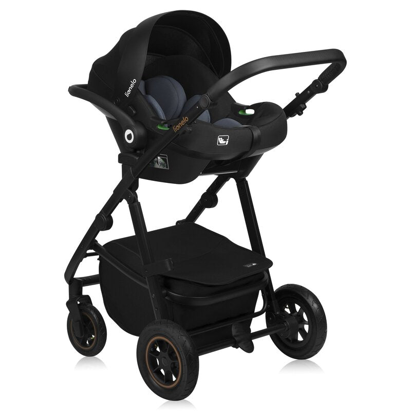 Carucior 3 in 1, Lionelo, Amber Plus, Cadru aluminiu, Cu landou intarit si salteluta moale, Cu scoica auto testata ADAC, Reversibil, Maner ajustabil, Cu accesorii, Cu ventilatie panoramica 3D, Pana la 22 kg, EN1888-1, EN1888-2, EN1466, ECE R129, Bej