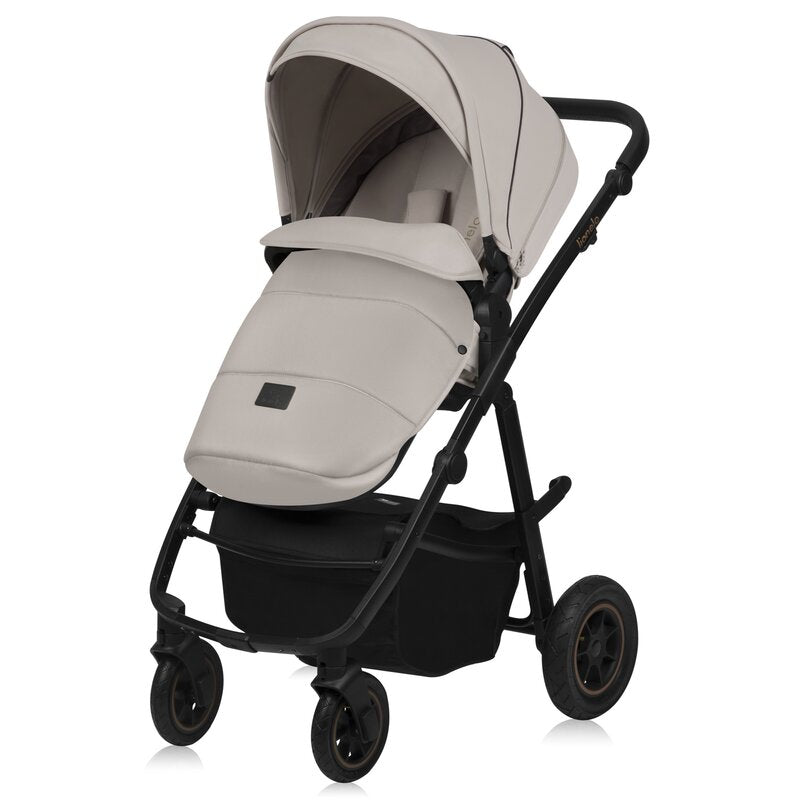 Carucior 3 in 1, Lionelo, Amber Plus, Cadru aluminiu, Cu landou intarit si salteluta moale, Cu scoica auto testata ADAC, Reversibil, Maner ajustabil, Cu accesorii, Cu ventilatie panoramica 3D, Pana la 22 kg, EN1888-1, EN1888-2, EN1466, ECE R129, Bej