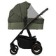 Carucior 3 in 1, Lionelo, Amber Plus, Cadru aluminiu, Cu landou intarit si salteluta moale, Cu scoica auto testata ADAC, Reversibil, Maner ajustabil, Cu accesorii, Cu ventilatie panoramica 3D, Pana la 22 kg, EN1888-1, EN1888-2, EN1466, ECE R129, Verde