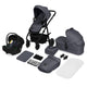 Carucior 3 in 1, Lionelo, Amber Plus, Cadru aluminiu, Cu landou intarit si salteluta moale, Cu scoica auto testata ADAC, Reversibil, Maner ajustabil, Cu accesorii, Cu ventilatie panoramica 3D, Pana la 22 kg, EN1888-1, EN1888-2, EN1466, ECE R129, Gri