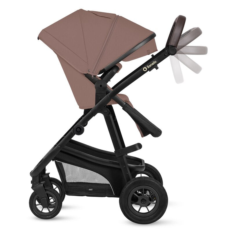 Carucior 3 in 1, Lionelo, Bianka, Transformabil, Cadru aluminiu, Cu landou si salteluta moale, Cu scoica auto, Cu multiple accesorii, Sustine 22 kg, 0 luni+, EN1466:2014+AC:2015, EN1888, Bej Taupe