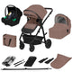 Carucior 3 in 1, Lionelo, Bianka, Transformabil, Cadru aluminiu, Cu landou si salteluta moale, Cu scoica auto, Cu multiple accesorii, Sustine 22 kg, 0 luni+, EN1466:2014+AC:2015, EN1888, Bej Taupe