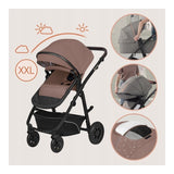Carucior 3 in 1, Lionelo, Bianka, Transformabil, Cadru aluminiu, Cu landou si salteluta moale, Cu scoica auto, Cu multiple accesorii, Sustine 22 kg, 0 luni+, EN1466:2014+AC:2015, EN1888, Bej Taupe