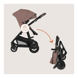 Carucior 3 in 1, Lionelo, Bianka, Transformabil, Cadru aluminiu, Cu landou si salteluta moale, Cu scoica auto, Cu multiple accesorii, Sustine 22 kg, 0 luni+, EN1466:2014+AC:2015, EN1888, Bej Taupe