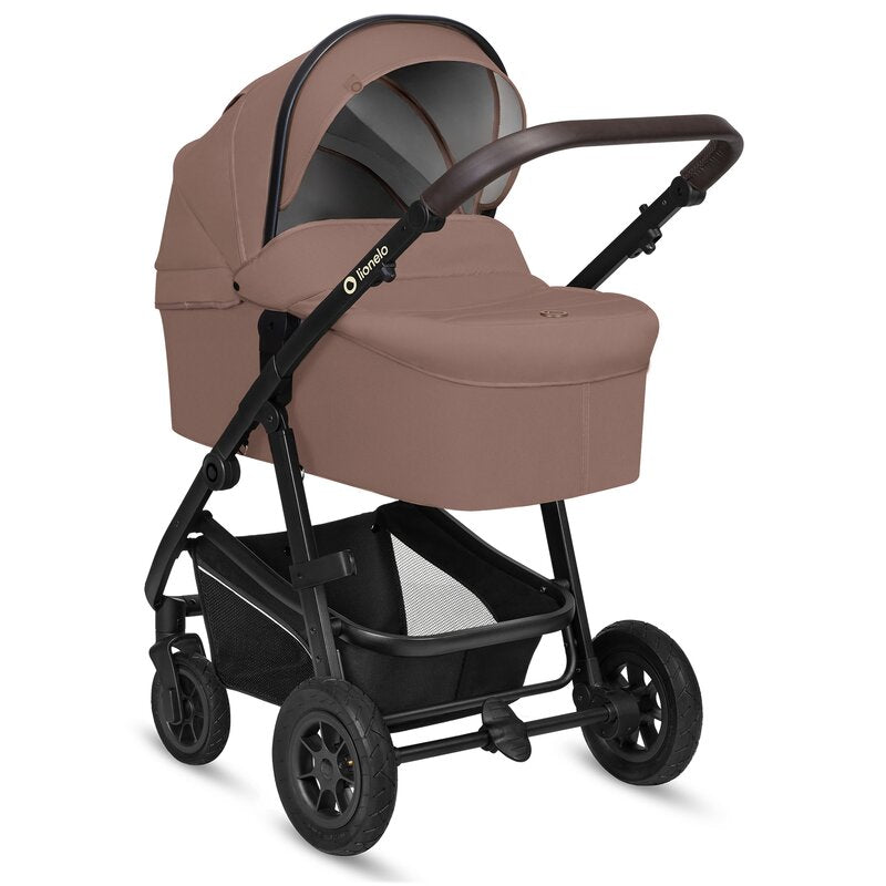 Carucior 3 in 1, Lionelo, Bianka, Transformabil, Cadru aluminiu, Cu landou si salteluta moale, Cu scoica auto, Cu multiple accesorii, Sustine 22 kg, 0 luni+, EN1466:2014+AC:2015, EN1888, Bej Taupe