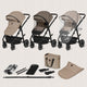 Carucior 3 in 1, Lionelo, Bianka, Transformabil, Cadru aluminiu, Cu landou si salteluta moale, Cu scoica auto, Cu multiple accesorii, Sustine 22 kg, 0 luni+, EN1466:2014+AC:2015, EN1888, Bej