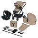 Carucior 3 in 1, Lionelo, Bianka, Transformabil, Cadru aluminiu, Cu landou si salteluta moale, Cu scoica auto, Cu multiple accesorii, Sustine 22 kg, 0 luni+, EN1466:2014+AC:2015, EN1888, Bej