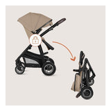 Carucior 3 in 1, Lionelo, Bianka, Transformabil, Cadru aluminiu, Cu landou si salteluta moale, Cu scoica auto, Cu multiple accesorii, Sustine 22 kg, 0 luni+, EN1466:2014+AC:2015, EN1888, Bej