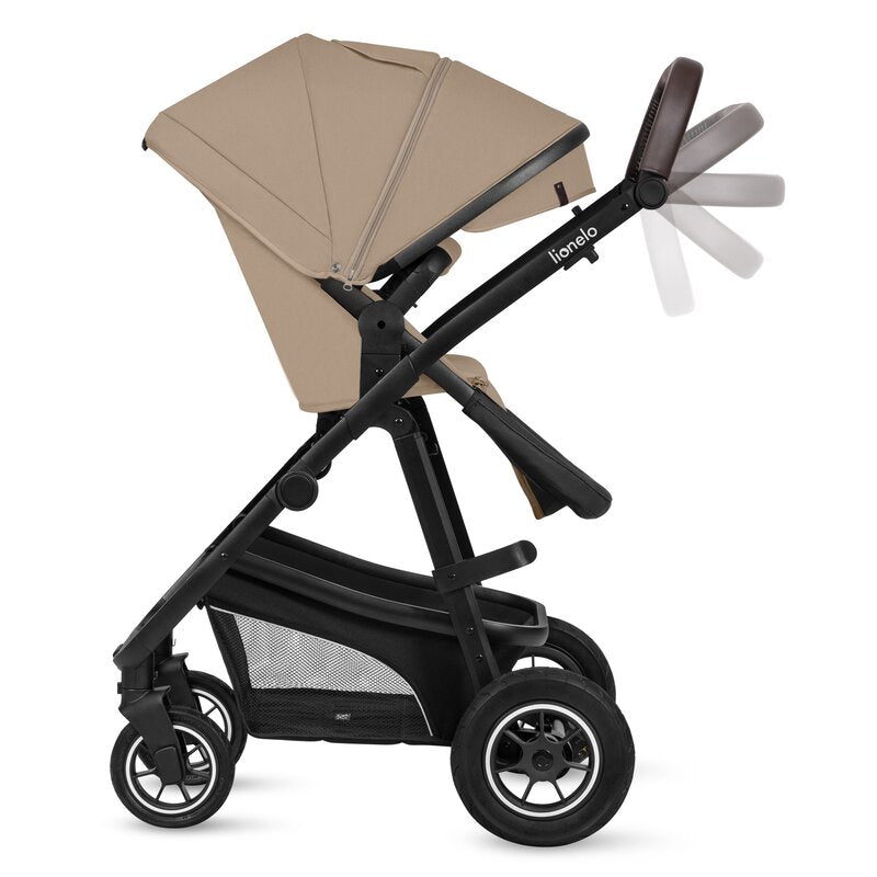 Carucior 3 in 1, Lionelo, Bianka, Transformabil, Cadru aluminiu, Cu landou si salteluta moale, Cu scoica auto, Cu multiple accesorii, Sustine 22 kg, 0 luni+, EN1466:2014+AC:2015, EN1888, Bej - gogobaby.ro