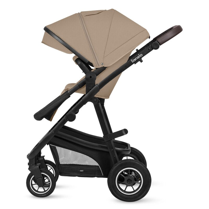 Carucior 3 in 1, Lionelo, Bianka, Transformabil, Cadru aluminiu, Cu landou si salteluta moale, Cu scoica auto, Cu multiple accesorii, Sustine 22 kg, 0 luni+, EN1466:2014+AC:2015, EN1888, Bej