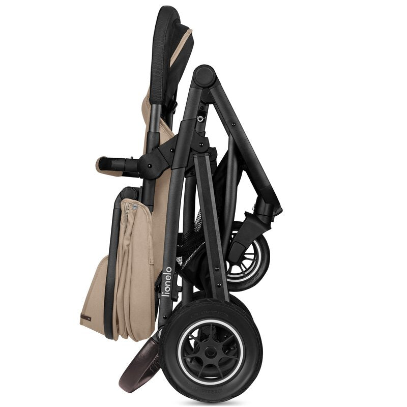 Carucior 3 in 1, Lionelo, Bianka, Transformabil, Cadru aluminiu, Cu landou si salteluta moale, Cu scoica auto, Cu multiple accesorii, Sustine 22 kg, 0 luni+, EN1466:2014+AC:2015, EN1888, Bej