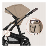 Carucior 3 in 1, Lionelo, Bianka, Transformabil, Cadru aluminiu, Cu landou si salteluta moale, Cu scoica auto, Cu multiple accesorii, Sustine 22 kg, 0 luni+, EN1466:2014+AC:2015, EN1888, Bej