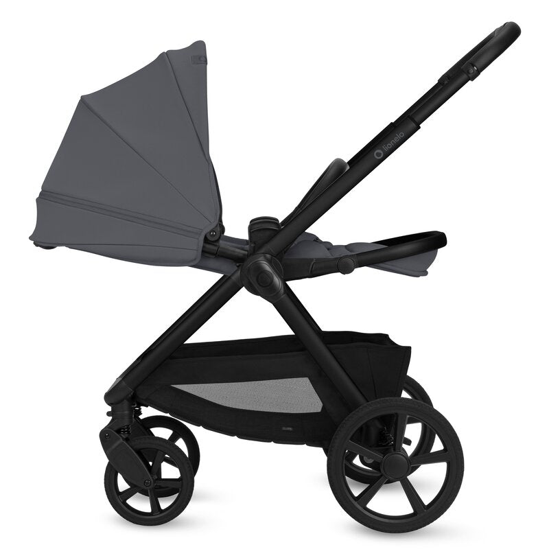 Carucior 3 in 1, Lionelo, Carmine, Cu scoica ADAC, Landou anti-reflux, Salteluta ventilata, Reglare spatar in 3 pozitii, Suport de picioare in 3 pozitii, Maner reglabil in 5 pozitii, Sustine 22 kg, Cu accesorii, 0 luni+, Gri