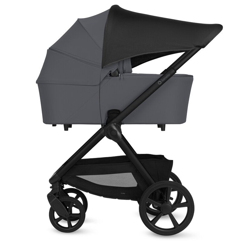 Carucior 3 in 1, Lionelo, Carmine, Cu scoica ADAC, Landou anti-reflux, Salteluta ventilata, Reglare spatar in 3 pozitii, Suport de picioare in 3 pozitii, Maner reglabil in 5 pozitii, Sustine 22 kg, Cu accesorii, 0 luni+, Gri