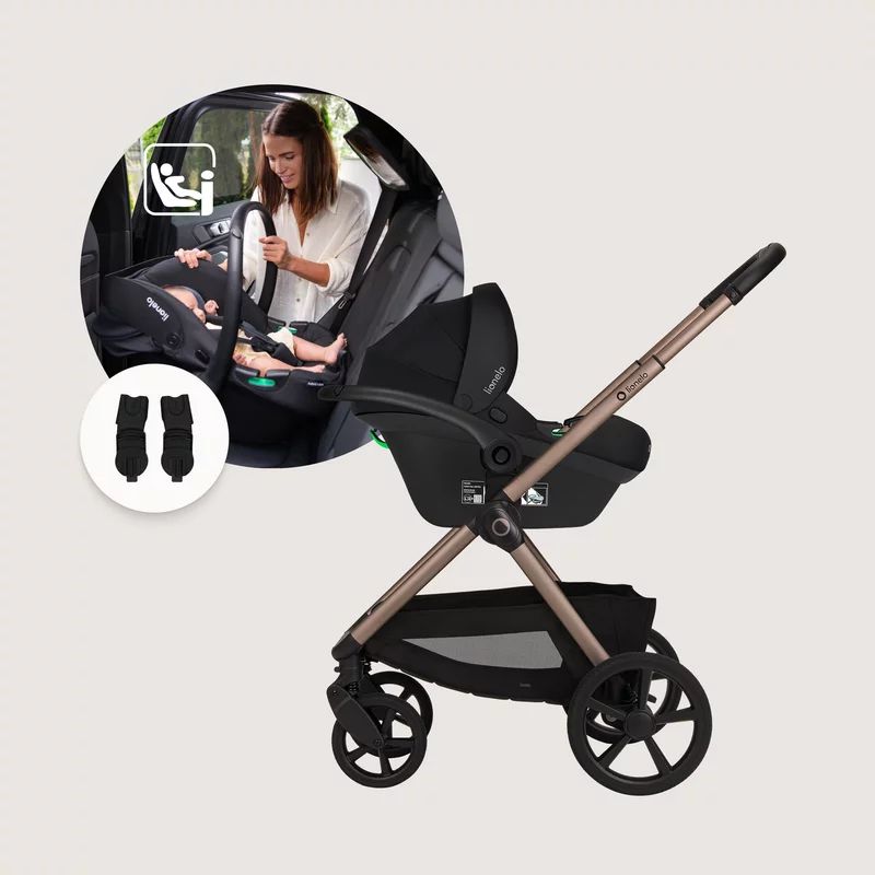 Carucior 3 in 1, Lionelo, Carmine, Cu scoica ADAC, Landou anti-reflux, Salteluta ventilata, Reglare spatar in 3 pozitii, Suport de picioare in 3 pozitii, Maner reglabil in 5 pozitii, Sustine 22 kg, Cu accesorii, 0 luni+, Ciocolatiu