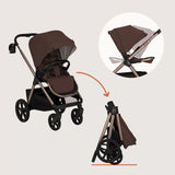 Carucior 3 in 1, Lionelo, Carmine, Cu scoica ADAC, Landou anti-reflux, Salteluta ventilata, Reglare spatar in 3 pozitii, Suport de picioare in 3 pozitii, Maner reglabil in 5 pozitii, Sustine 22 kg, Cu accesorii, 0 luni+, Ciocolatiu