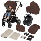 Carucior 3 in 1, Lionelo, Carmine, Cu scoica ADAC, Landou anti-reflux, Salteluta ventilata, Reglare spatar in 3 pozitii, Suport de picioare in 3 pozitii, Maner reglabil in 5 pozitii, Sustine 22 kg, Cu accesorii, 0 luni+, Ciocolatiu