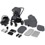 Carucior 3 in 1, Lionelo, Carmine, Cu scoica ADAC, Landou anti-reflux, Salteluta ventilata, Reglare spatar in 3 pozitii, Suport de picioare in 3 pozitii, Maner reglabil in 5 pozitii, Sustine 22 kg, Cu accesorii, 0 luni+, Gri