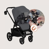 Carucior 3 in 1, Lionelo, Carmine, Cu scoica ADAC, Landou anti-reflux, Salteluta ventilata, Reglare spatar in 3 pozitii, Suport de picioare in 3 pozitii, Maner reglabil in 5 pozitii, Sustine 22 kg, Cu accesorii, 0 luni+, Gri