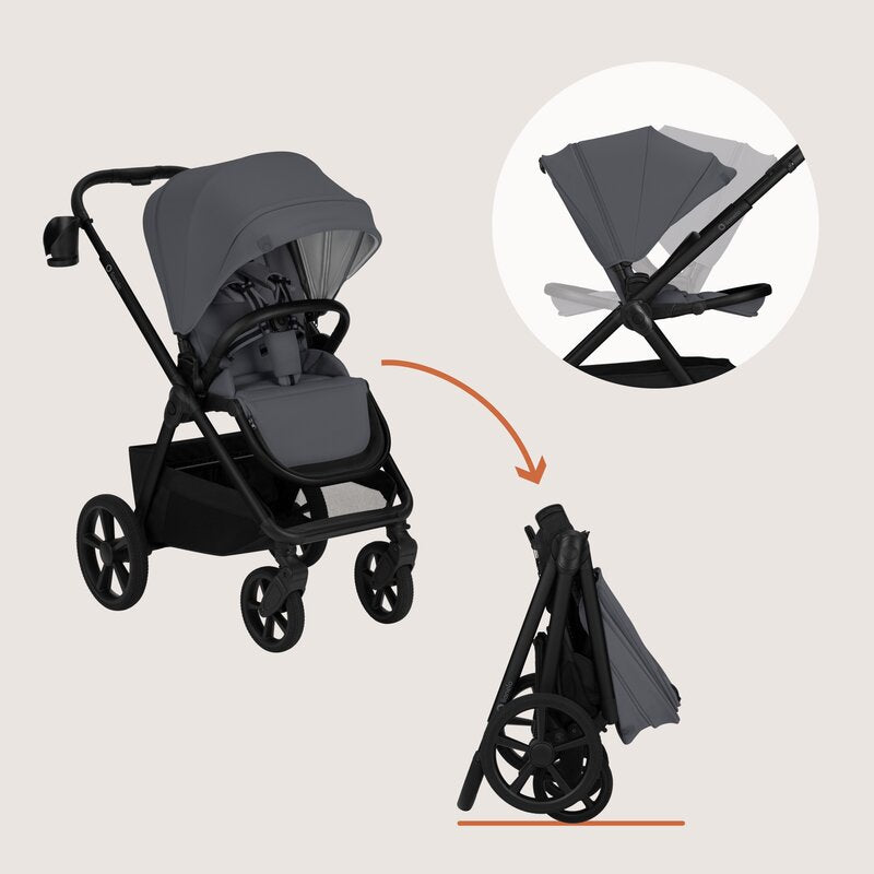 Carucior 3 in 1, Lionelo, Carmine, Cu scoica ADAC, Landou anti-reflux, Salteluta ventilata, Reglare spatar in 3 pozitii, Suport de picioare in 3 pozitii, Maner reglabil in 5 pozitii, Sustine 22 kg, Cu accesorii, 0 luni+, Gri