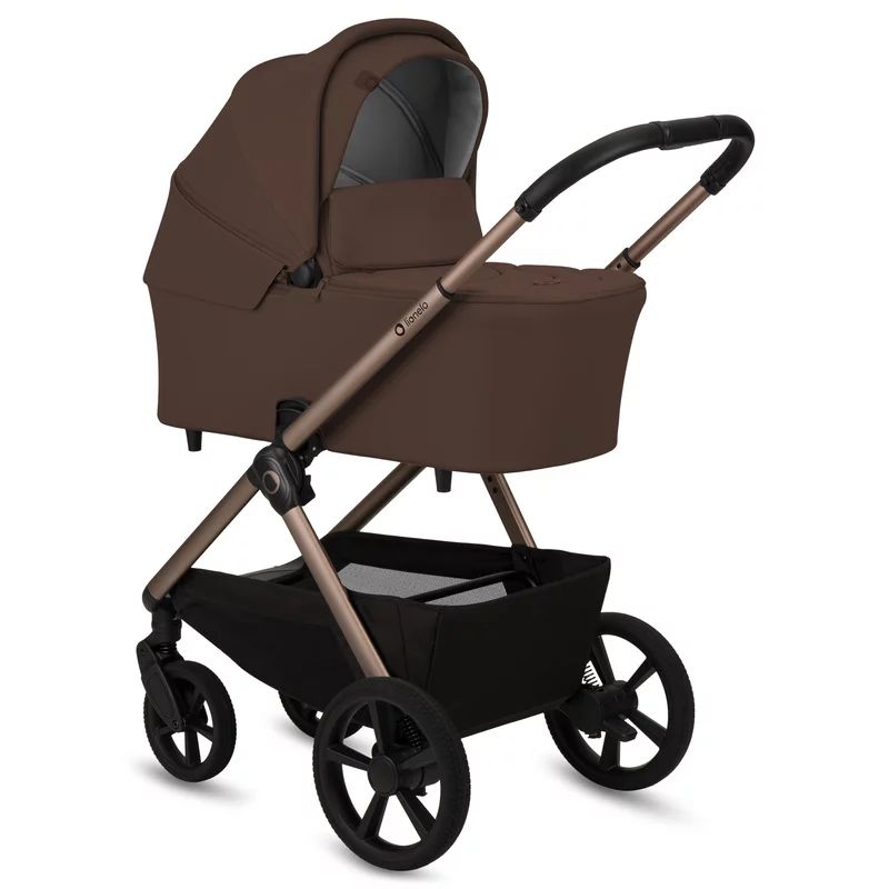 Carucior 3 in 1, Lionelo, Carmine, Cu scoica ADAC, Landou anti-reflux, Salteluta ventilata, Reglare spatar in 3 pozitii, Suport de picioare in 3 pozitii, Maner reglabil in 5 pozitii, Sustine 22 kg, Cu accesorii, 0 luni+, Ciocolatiu