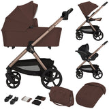 Carucior 3 in 1, Lionelo, Carmine, Cu scoica ADAC, Landou anti-reflux, Salteluta ventilata, Reglare spatar in 3 pozitii, Suport de picioare in 3 pozitii, Maner reglabil in 5 pozitii, Sustine 22 kg, Cu accesorii, 0 luni+, Ciocolatiu