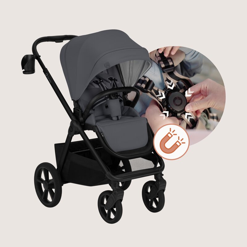 Carucior 3 in 1, Lionelo, Carmine, Cu scoica ADAC, Landou anti-reflux, Salteluta ventilata, Reglare spatar in 3 pozitii, Suport de picioare in 3 pozitii, Maner reglabil in 5 pozitii, Sustine 22 kg, Cu accesorii, 0 luni+, Gri