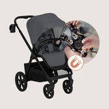 Carucior 3 in 1, Lionelo, Carmine, Cu scoica ADAC, Landou anti-reflux, Salteluta ventilata, Reglare spatar in 3 pozitii, Suport de picioare in 3 pozitii, Maner reglabil in 5 pozitii, Sustine 22 kg, Cu accesorii, 0 luni+, Gri