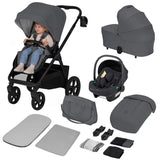 Carucior 3 in 1, Lionelo, Carmine, Cu scoica ADAC, Landou anti-reflux, Salteluta ventilata, Reglare spatar in 3 pozitii, Suport de picioare in 3 pozitii, Maner reglabil in 5 pozitii, Sustine 22 kg, Cu accesorii, 0 luni+, Gri