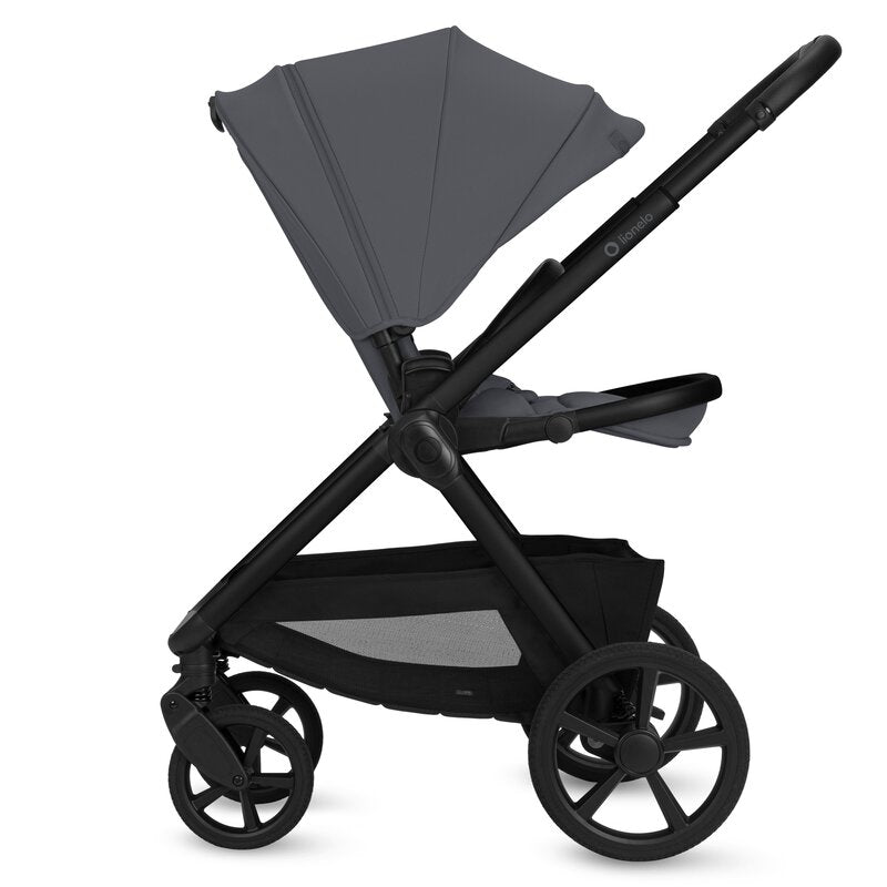 Carucior 3 in 1, Lionelo, Carmine, Cu scoica ADAC, Landou anti-reflux, Salteluta ventilata, Reglare spatar in 3 pozitii, Suport de picioare in 3 pozitii, Maner reglabil in 5 pozitii, Sustine 22 kg, Cu accesorii, 0 luni+, Gri
