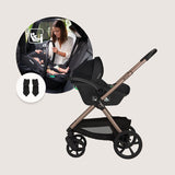 Carucior 3 in 1, Lionelo, Carmine, Cu scoica ADAC, Landou anti-reflux, Salteluta ventilata, Reglare spatar in 3 pozitii, Suport de picioare in 3 pozitii, Maner reglabil in 5 pozitii, Sustine 22 kg, Cu accesorii, 0 luni+, Ciocolatiu