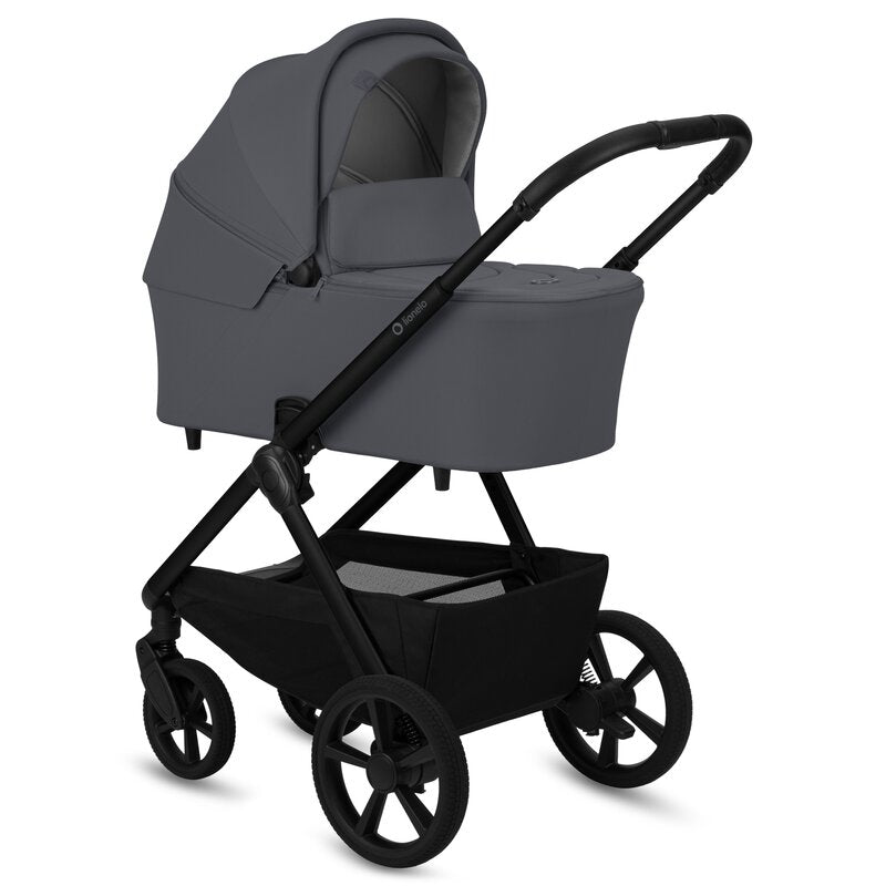 Carucior 3 in 1, Lionelo, Carmine, Cu scoica ADAC, Landou anti-reflux, Salteluta ventilata, Reglare spatar in 3 pozitii, Suport de picioare in 3 pozitii, Maner reglabil in 5 pozitii, Sustine 22 kg, Cu accesorii, 0 luni+, Gri