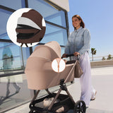 Carucior 3 in 1, Lionelo, Carmine, Cu scoica ADAC, Landou anti-reflux, Salteluta ventilata, Reglare spatar in 3 pozitii, Suport de picioare in 3 pozitii, Maner reglabil in 5 pozitii, Sustine 22 kg, Cu accesorii, 0 luni+, Ciocolatiu
