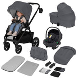 Carucior 3 in 1, Lionelo, Carmine, Cu scoica ADAC, Landou anti-reflux, Salteluta ventilata, Reglare spatar in 3 pozitii, Suport de picioare in 3 pozitii, Maner reglabil in 5 pozitii, Sustine 22 kg, Cu accesorii, 0 luni+, Gri