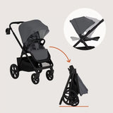 Carucior 3 in 1, Lionelo, Carmine, Cu scoica ADAC, Landou anti-reflux, Salteluta ventilata, Reglare spatar in 3 pozitii, Suport de picioare in 3 pozitii, Maner reglabil in 5 pozitii, Sustine 22 kg, Cu accesorii, 0 luni+, Gri