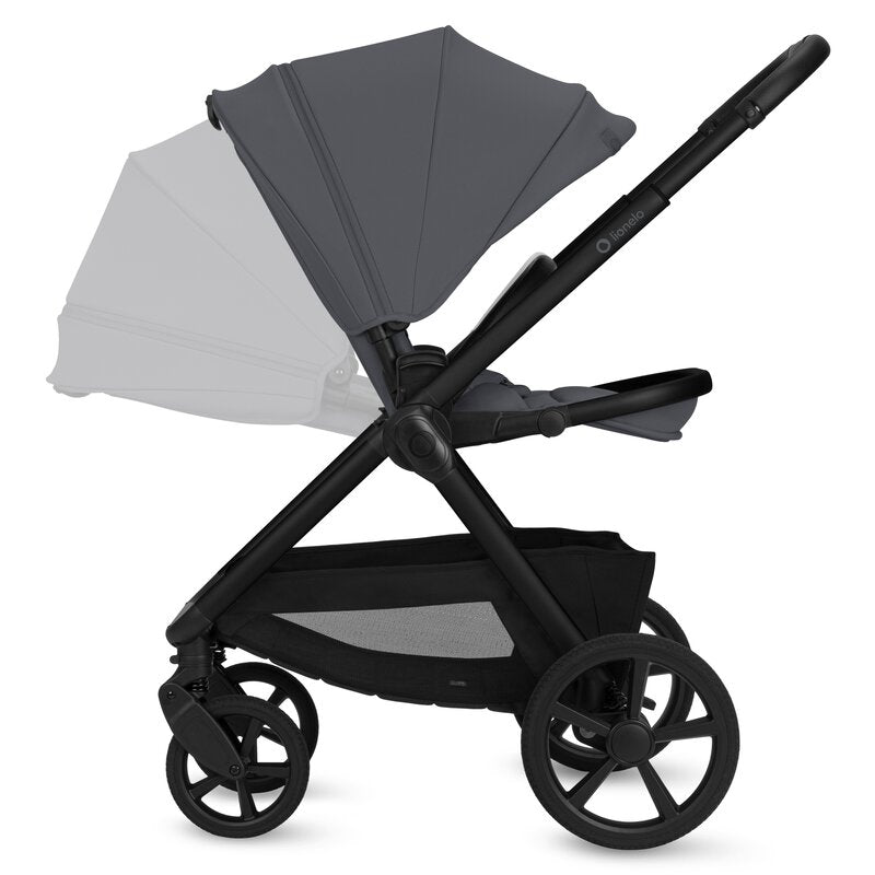 Carucior 3 in 1, Lionelo, Carmine, Cu scoica ADAC, Landou anti-reflux, Salteluta ventilata, Reglare spatar in 3 pozitii, Suport de picioare in 3 pozitii, Maner reglabil in 5 pozitii, Sustine 22 kg, Cu accesorii, 0 luni+, Gri