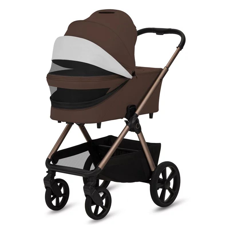 Carucior 3 in 1, Lionelo, Carmine, Cu scoica ADAC, Landou anti-reflux, Salteluta ventilata, Reglare spatar in 3 pozitii, Suport de picioare in 3 pozitii, Maner reglabil in 5 pozitii, Sustine 22 kg, Cu accesorii, 0 luni+, Ciocolatiu