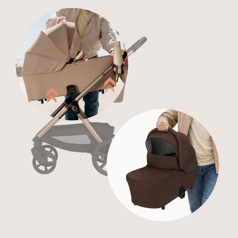 Carucior 3 in 1, Lionelo, Carmine, Cu scoica ADAC, Landou anti-reflux, Salteluta ventilata, Reglare spatar in 3 pozitii, Suport de picioare in 3 pozitii, Maner reglabil in 5 pozitii, Sustine 22 kg, Cu accesorii, 0 luni+, Ciocolatiu