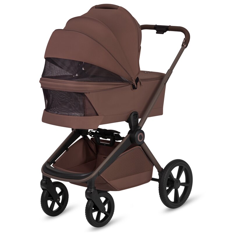 Carucior 3 in 1, Lionelo, Freya, Cu scoica ADAC, Landou si salteluta ventilate, Pliabil, Reglare spatar in 3 pozitii, Suport de picioare in 4 pozitii, Maner reglabil in 3 pozitii, Sustine 22 kg, Cu accesorii, 0 luni+, Maro