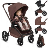 Carucior 3 in 1, Lionelo, Freya, Cu scoica ADAC, Landou si salteluta ventilate, Pliabil, Reglare spatar in 3 pozitii, Suport de picioare in 4 pozitii, Maner reglabil in 3 pozitii, Sustine 22 kg, Cu accesorii, 0 luni+, Maro