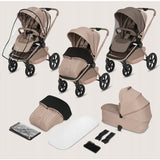 Carucior 3 in 1, Lionelo, Freya, Cu scoica ADAC, Landou si salteluta ventilate, Pliabil, Reglare spatar in 3 pozitii, Suport de picioare in 4 pozitii, Maner reglabil in 3 pozitii, Sustine 22 kg, Cu accesorii, 0 luni+, Bej
