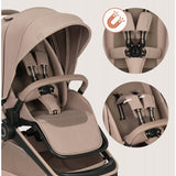 Carucior 3 in 1, Lionelo, Freya, Cu scoica ADAC, Landou si salteluta ventilate, Pliabil, Reglare spatar in 3 pozitii, Suport de picioare in 4 pozitii, Maner reglabil in 3 pozitii, Sustine 22 kg, Cu accesorii, 0 luni+, Bej
