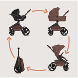Carucior 3 in 1, Lionelo, Freya, Cu scoica ADAC, Landou si salteluta ventilate, Pliabil, Reglare spatar in 3 pozitii, Suport de picioare in 4 pozitii, Maner reglabil in 3 pozitii, Sustine 22 kg, Cu accesorii, 0 luni+, Maro