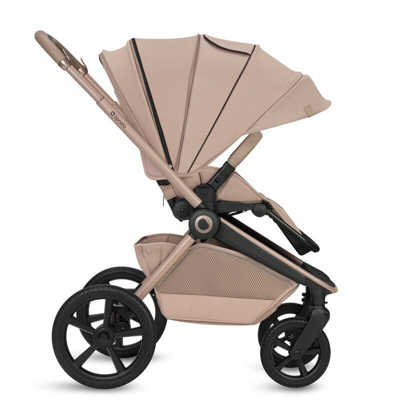 Carucior 3 in 1, Lionelo, Freya, Cu scoica ADAC, Landou si salteluta ventilate, Pliabil, Reglare spatar in 3 pozitii, Suport de picioare in 4 pozitii, Maner reglabil in 3 pozitii, Sustine 22 kg, Cu accesorii, 0 luni+, Bej
