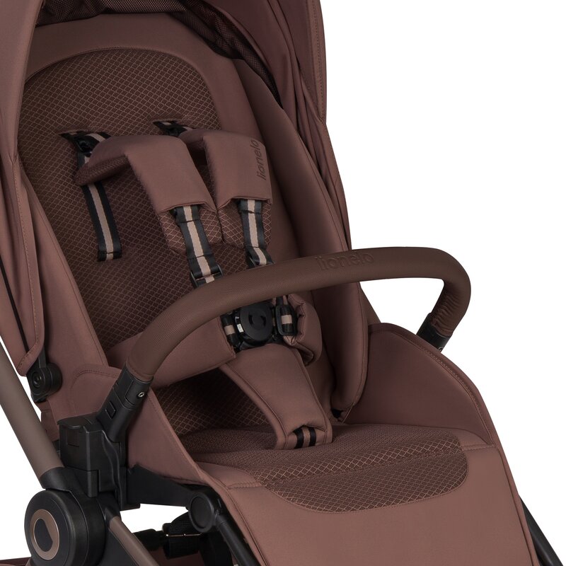 Carucior 3 in 1, Lionelo, Freya, Cu scoica ADAC, Landou si salteluta ventilate, Pliabil, Reglare spatar in 3 pozitii, Suport de picioare in 4 pozitii, Maner reglabil in 3 pozitii, Sustine 22 kg, Cu accesorii, 0 luni+, Maro
